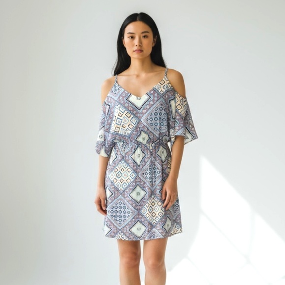 GUESS Boho Print Ruffle Dress - Picture 1 of 6